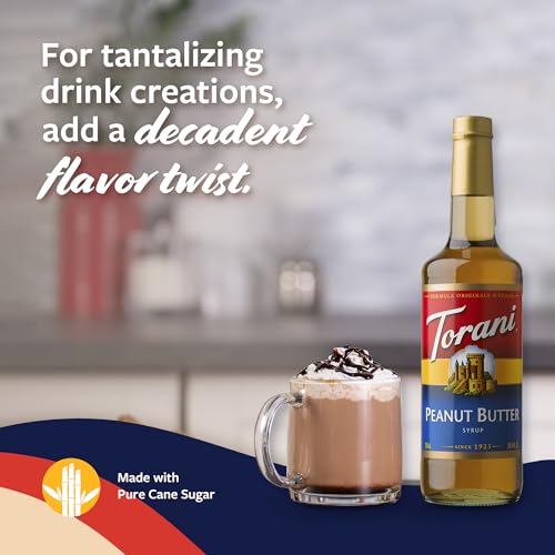 Image of Torani Coffee Syrup, Peanut Butter Flavoring for Drinks, Glass Bottle with Pump Included, 25.4 Fl Oz