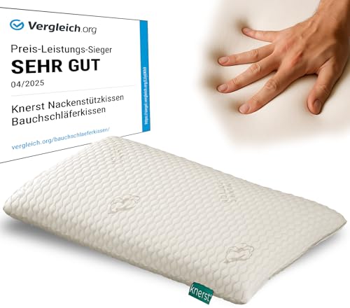 KNERST® Bauchschläferkissen - Ergonomisches Kopfkissen für ultimativen Komfort - Nackenstützkissen - Memory Foam Kissen - Schlafkissen - flaches...