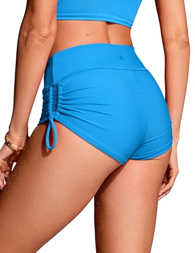 Image of CRZ YOGA Ruched Side Board Shorts 1.1'' | Full Lining, High Waisted, Tummy Control, Swim, Beach, Bathing Bottoms for Women
