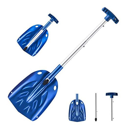 ORIENTOOLS Aluminum Lightweight Snow Shovel, 30 Inches Dismountable Garden/Sport/Snow Utility Shovel with Adjustable Length Handle Suitable for Car or Truck Storage (8" Blade)