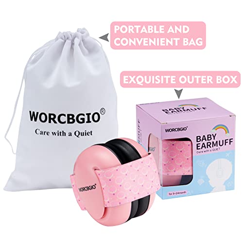 WORCBGIO Infant Ear Protection Headphones with Adjustable Elastic Headband&Comfortable White Muffs Baby Earmuff Helps Sleep Well & Reduce Noise (Donut,Pink