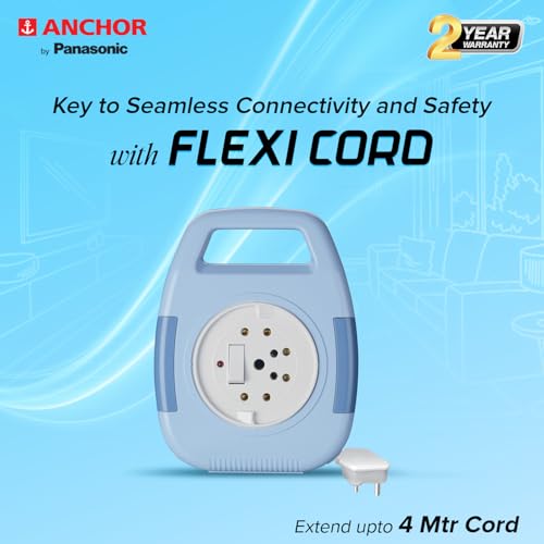 Image of Anchor by Panasonic 6A Cherry Flexicord Socket 3 Pin 4 Mtr (Blue, 1 Piece)