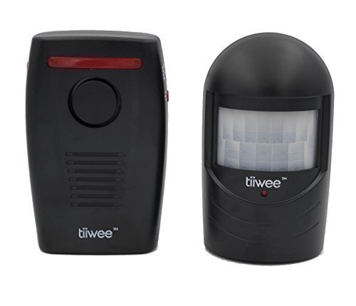 Preisvergleich Produktbild tiiwee Funk Bewegungsmelder Außen - Schwarz mit Batterien - Durchgangsmelder - Einbruchschutz