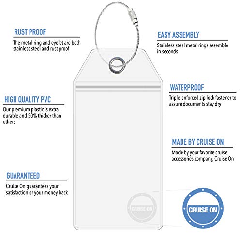 Cruise On Holland America Cruise Luggage Tag Holder (4 Pack), Fits All Holland America Ships & Tags, Waterproof, Clear & Durable, Cruise Essentials 2025-2026 for Smooth Travel4