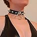 CLOACE Punk Leather Chokers Necklace Black Gothic Collar Choker Necklaces with Spikes Rivet Wide Necklace Halloween Costume Jewelry Accessories for Women(A-Spike)