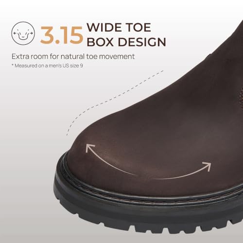 Image of Holy dove Men's Wide Toe Box Platform Chelsea Boots Slip-On Casual Ankle Dress Boot