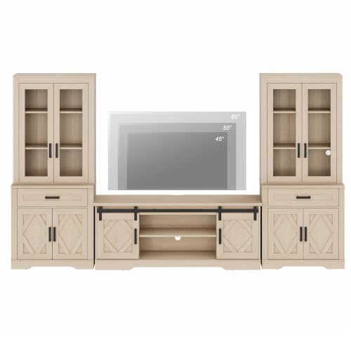 Image of WAMPAT Farmhouse Entertainment Center with Bookshelves for 65 inch TV