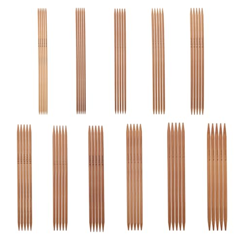 Hilitand Ensemble 55 pcs aiguilles tricot bambou carbonisé 11 tailles 13 cm