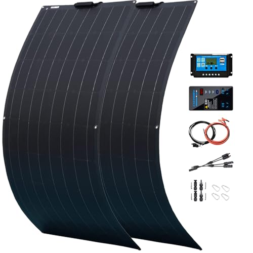 800 Watt Solar Panel Kit, with Inverter & Charge Controller(40A) 2pcs 400 Watt Flexible Monocrystalline Solar Panel kit Photovoltaic Module for 12-48V Battery Charging Car Battery Camper RV