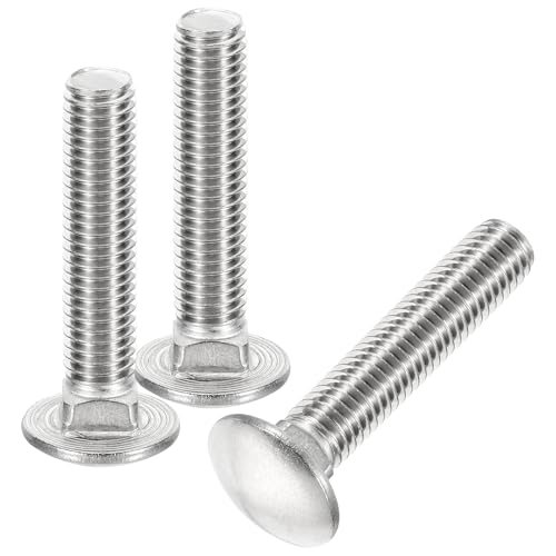 Image of uxcell 1 /2-13x2-1 /2 Carriage Bolt, 4pcs Round Head Square Neck Screws, 304 Stainless Steel, Fully Threaded, Silver