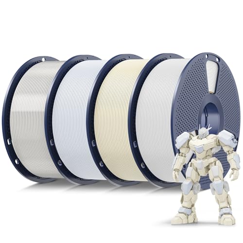 Image of SUNLU 4kg PLA 3D Printer Filament Bundle Multicolor, Neatly Wound PLA Filament 1.75mm ±0.02mm, Individually Vacuum Packed, 4kg in Total, 1kg per Spool, 4 Pack, 3 White Series and Transparent