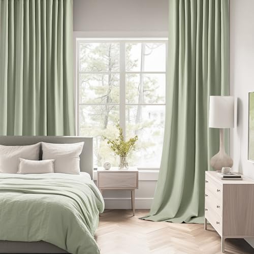 MIULEE Sage Green Back Tab Blackout Curtains 72 Inch Length 2 Panels Set for Living Room Bedroom Privacy, Rod Pocket/Pinch Pleat Thermal Insulated Room Darkening Pleated Light Blocking Drapes by MIULEE - Image 2
