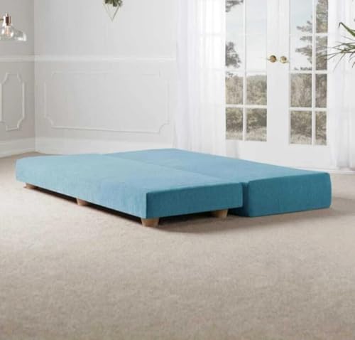 Image of SOUL CRAFT Daybed /Fold-Out Sleeper, Queen-Size Mattress Solid Wood Queen Bed Solid Wood Queen Bed (Cyan)