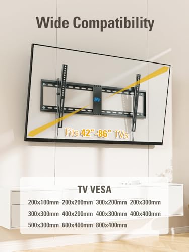 Image of Mounting Dream TV Wall Mount for 42-86 Inch TVs, Tilting TV Mount Bracket | with Level Adjustment, Fits 16 inch, 18 inch, 24 inch Studs, Easy for Centering, Max VESA 800x400mm, 120 LBS Loading, MD2263-XLK