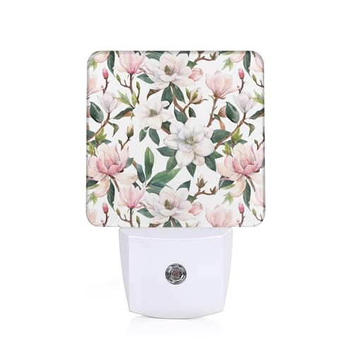 Image of Summer Flower Night Light, Pink Nightlight Plug into Wall with Dusk to Dawn Sensor, LED Lamp Energy Saving Lights for Women Girls,Lamp for Bedroom Bathroom Hallway