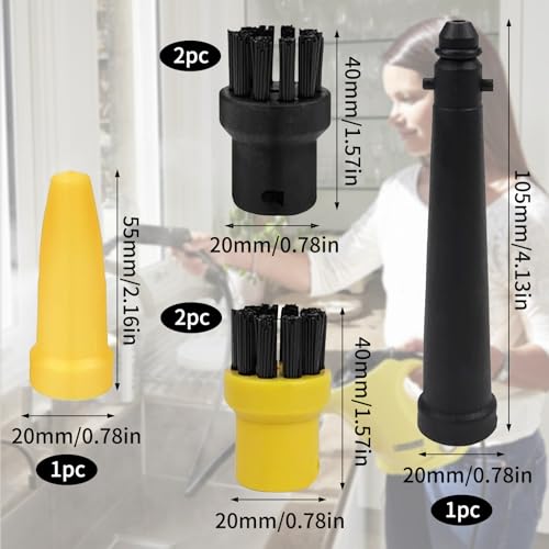 CLKE 6 Stück für Kärcher SC4 SC2 SC1 SC3 SC5 CTK10 CTK20 Dampfreiniger Ersatzteile, Rundbürsten und Düsen Set für Kärcher Dampfreiniger Zubehör