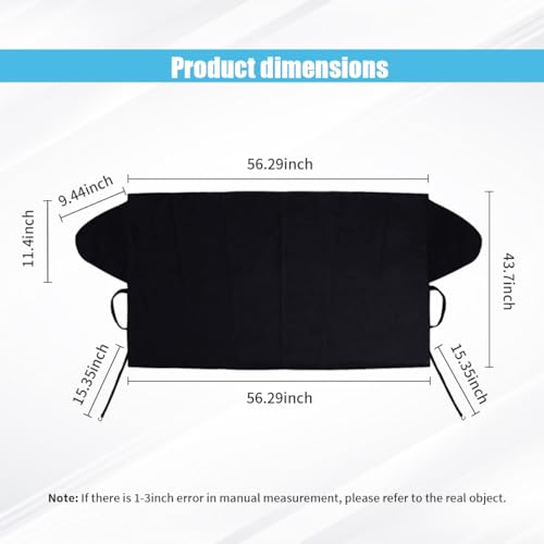 Image of JOYCOURT Windshield Cover for Ice & Snow, 600D Oxford Fabric Car Windshield Frost Cover with Side Mirror Cover, 56 inch x 44 inch Auto Winter Frost Hail Protector Accessories for Sedan Truck SUV Van Pickup
