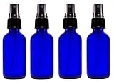 2oz Cobalt Atomizer Bottles (4 Pack) Fine Sprayer Atomizer Glass Essential Oil Bottle