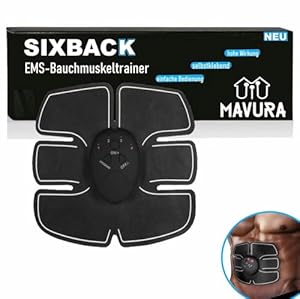 MAVURA SIXBACK Sixpack EMS Trainer Bauchmuskeltrainer Elektro, Trainingsgerät Stimulator Fitness Bauchtrainer