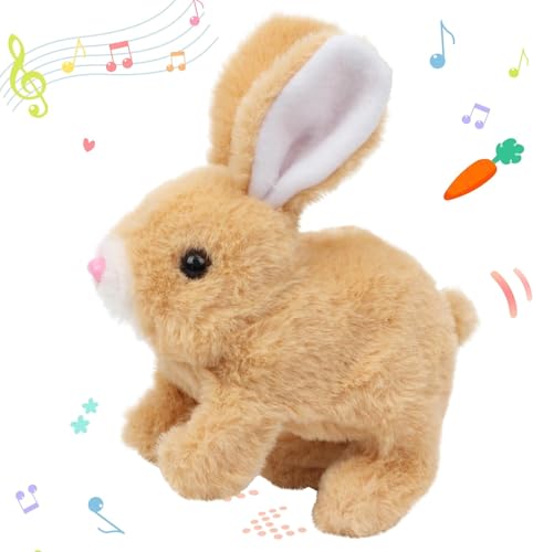 Image of Hopping Walking Bunny Toy with Sounds, Jumping Rabbit Wiggling Ears, Twitching Mouth and Nose, Educational Interactive Bunny Rabbit Toy for Baby Kids