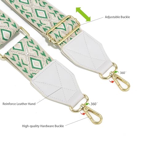 Image of LEMEDE Purse Strap,2 inch Leather End Shoulder Strap Adjustable Replacement,Retro Jacquard Multi-pattern Crossbody Bag Straps