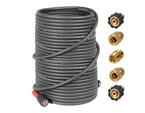 YAMATIC Super Flexible Pressure Washer Hose 100FT for Power Washer Replacement, Kink Resistant Extension With Leak-Free M22 Female & 3/8