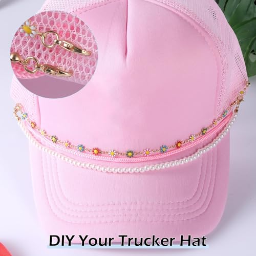 14 Pcs Trucker Hat Chains, Bulk Trucket Hat Charms Chains for Women Men, Bill Decoration Detachable DIY Metal Chain