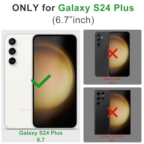 KEZiHOME Galaxy S24+ Plus 5G Case, Samsung S24 Plus Wallet Case, Genuine Leather Flip Cover Stand RFID Blocking Card Holder Magnetic Compatible with Galaxy S24 Plus 5G (2024) (Black/Brown)