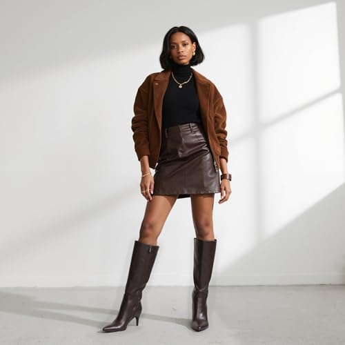 Image of QIY Kitten Heel Knee High Boots for Women Fall Tall Boots | Stylish Pointed Toe, Low Heel For All-Day Comfort, Zipper For Easy On & Off, Ideal For Fall & Winter