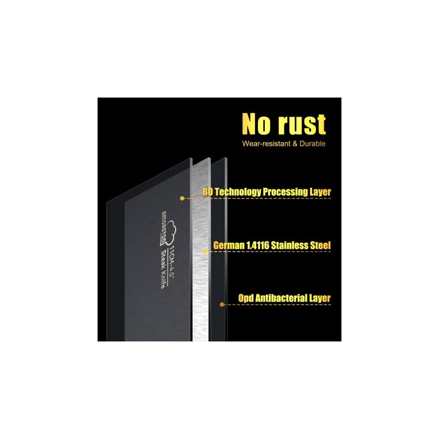 Steak-Knives-Set-of-8-Stainless-Steel-Steak-Knife-Set-Serrated-Steak-Knives-Dishwasher-Safe-Elegant-Black Amorston Steak Knives, Steak Knives Set of 8, Stainless Steel Steak Knife Set, Serrated Steak Knives Dishwasher Safe, Elegant Black