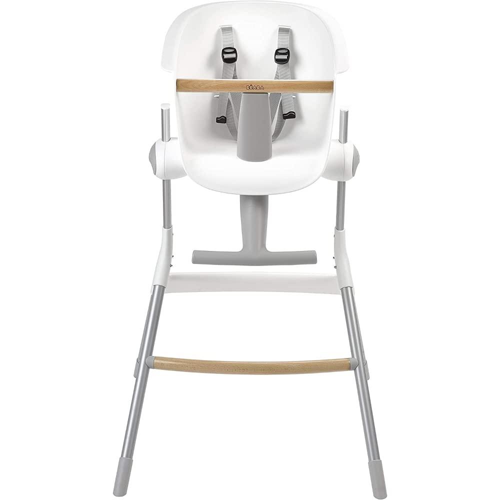BÉABA - Trona Bebé Evolutiva - Ergonómica - Bandeja Extraíble y Reposapies - Altura Regulable 6 alturas - Gris/Blanco