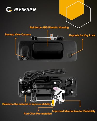 Image of Camera W / Tailgate Handle, Compatible with 2014-2019 Toyota Tundra, 2016-2020 Toyota Tacoma, W / Key-Hole, 170 Viewing Angle, Backup Camera Kit, Rear View Camera, Back Up Camera, Reverse Camera