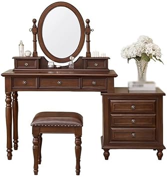 Dressing Table Wooden Dressing Table Bedside Table Bedroom Dressing Table with Storage Cabinet and Stool Dressing Table with Mirror