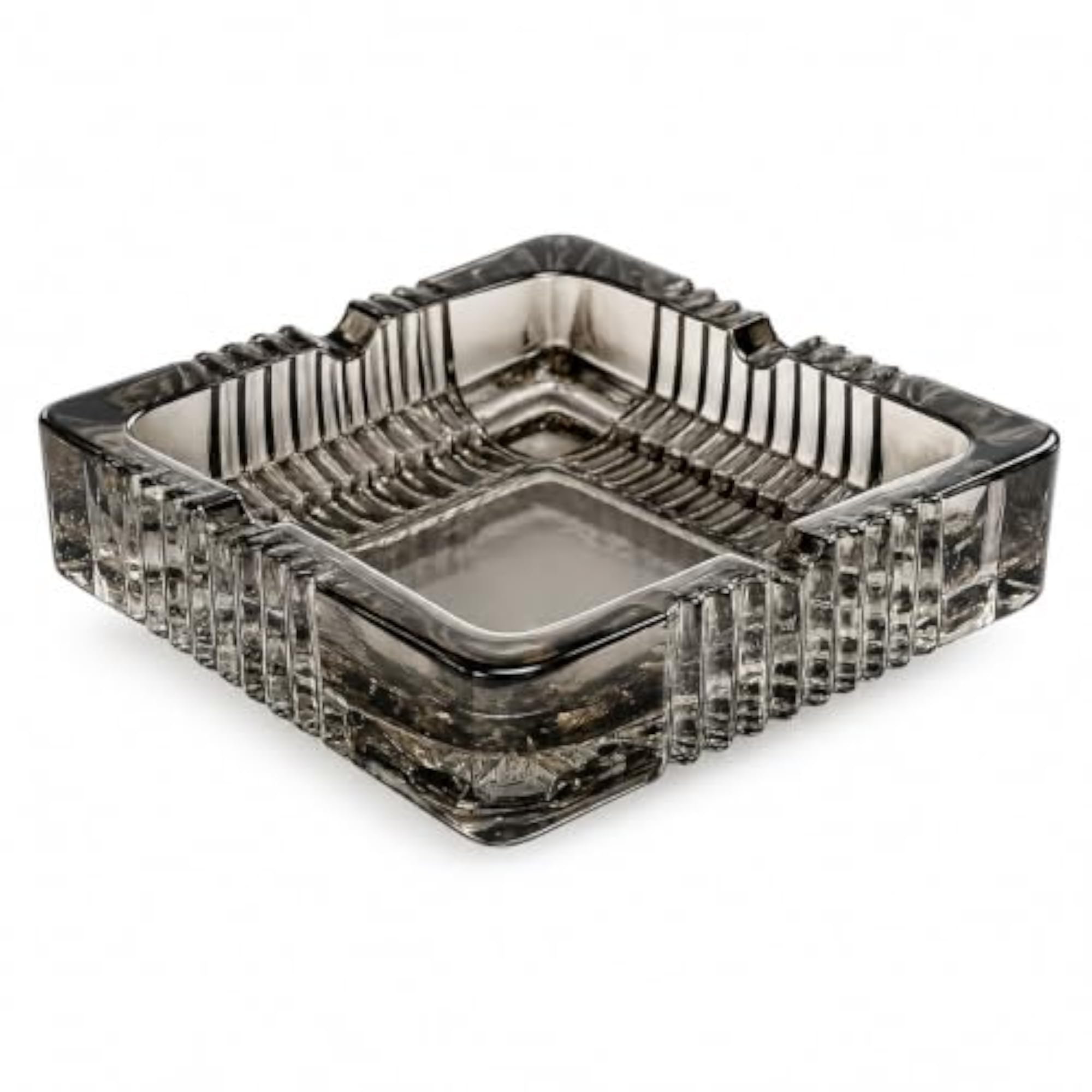 Glass Ashtray Square with Cigarette Holders