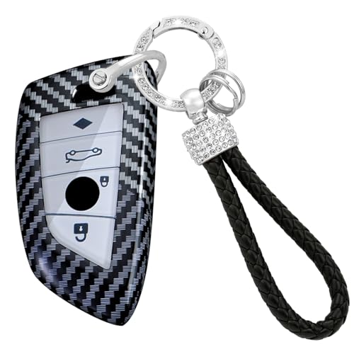 Protège clé BMW anti-choc pour Smart Key Série 1 3 5 X3 X5, coque carbone noire