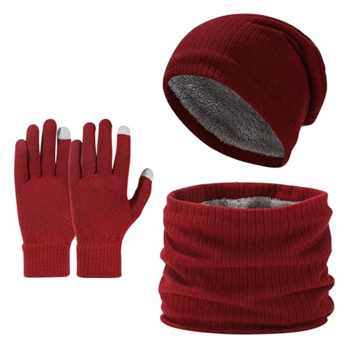 Bonnet echarpe gant femme ensemble 3 en 1 noir en laine chaude pour l'hiver