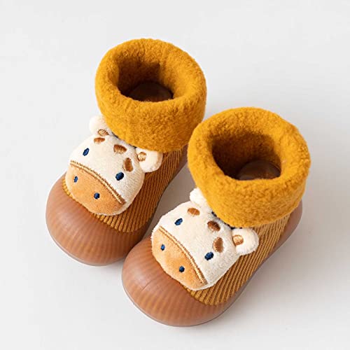 Kids Shoes Newborn Baby Girl Cotton Non Slip Floor Socks Baby Boy Rubber Sole Cartoon Socks Socks First Walking Shoes (Yellow, 24-36 Months)4