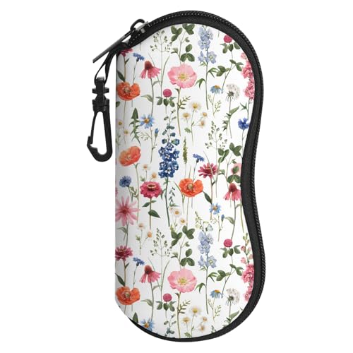 Image of Sunglasses Soft Case, Cute Ultra Light Portable Neoprene Zipper Eyeglass Glasses Case with Belt Clip for Men Women