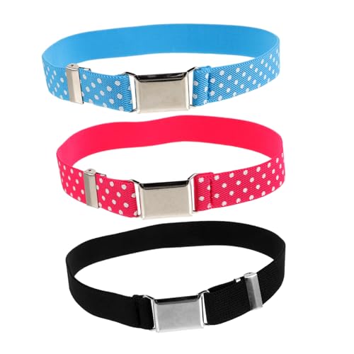 3pcs Elastic Boys and Girls Belts for Boys and Girls Stretchy Waist Belts and Dots for School Uniforms and Casual Wear