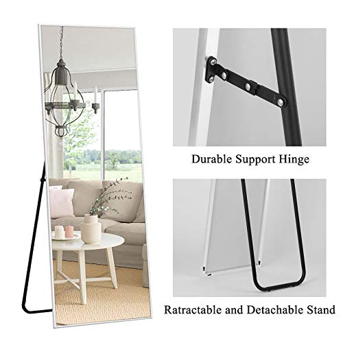 Neutype Full Length Mirror Dressing Mirror 65"X22" Large Rectangle Bedroom Floor Standing Mirror Wall-Mounted Mirror Standing Hanging Or Leaning Against Wall Aluminum Alloy Thin Frame (Silver) #TOP4