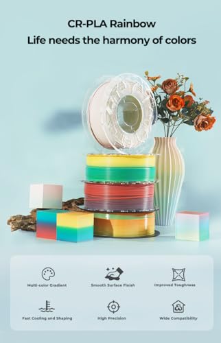 Image of Creality 3D Printer Filament, Rainbow PLA Filament 1.75mm, Enhanced Toughness, Dimensional Accuracy + /- 0.03mm, 1kg(2.2lbs), PLA Mattte Filament for Most 3D Printer