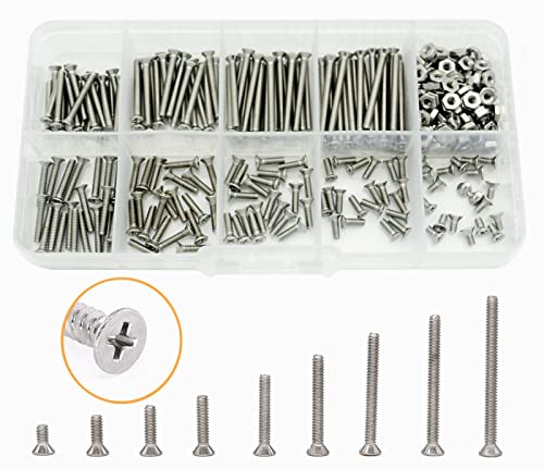 Vis et écrous cruciformes UNC acier inoxydable 304 tête plate filetée kit complet