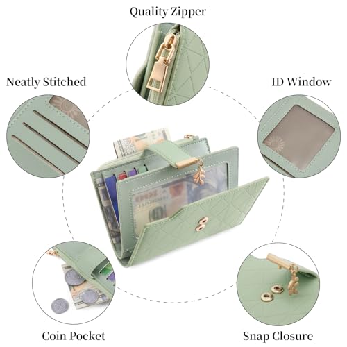 Image of SENDEFN Wallets for Women Leather RFID Blocking Credit Card Case Holder Purse Zipper Pocket with ID Window