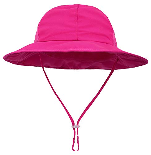 SimpliKids Sun Hat Baby Toddler Kids 50+ UPF Sun Protective Wide Brim Bucket Hat (A_Rose, 12-24 Months)