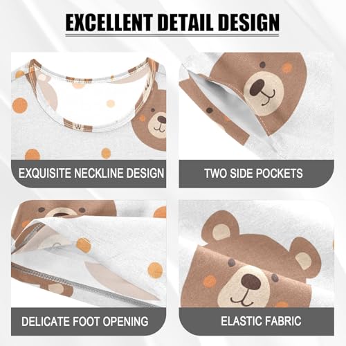 ALAZA Cartoon Bear Polka Dots Pajamas Short Sleeve 2 Piece Sleepwear Top and Bottom Pajama Set Unisex4