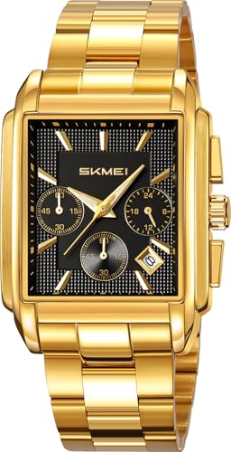 Image of SKMEI Luxury Digital Watch for Men - Quartz Analog-Digital Display, Stainless Steel & Leather Strap, Waterproof 3ATM, Stopwatch, Date, Stylish Fashion Watch for Casual & Formal Wear - 2339