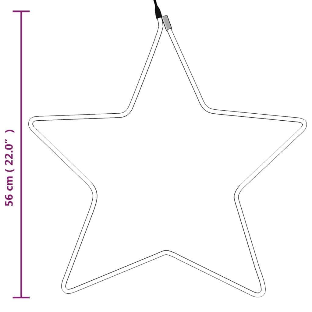 vidaXL 2X Figures d'Etoiles de Noël avec 48 LED Ornement de Fêtes Décoration de Vacances Lumière de Noël Jardin Extérieur Blanc Chaud 56 cm