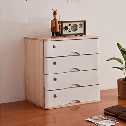 Caja de almacenamiento de madera con cerradura con archivo A4, armario multifuncional para suministros de oficina para el hogar y la oficina, elegante escritorio con cajones para mejorar la eficiencia