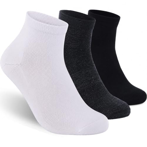 Image of Merino Wool Ankle Socks, Men's Women's 90% Wool Athletic Thin Running Moisture Wicking Socks, 3 Pairs