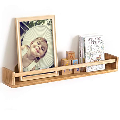 OAKERLAND Estantes Flotantes para Guardería, Flotantes Baldas Pared Madera Roble Macizo, Estantería Pared para Decoración Cuentos, Madera Estantes Organizadores de Libros, Repisa de Fotos (70 cm)